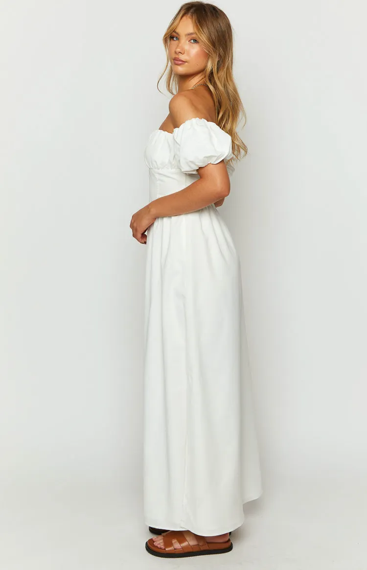 Evander White Off The Shoulder Maxi Dress