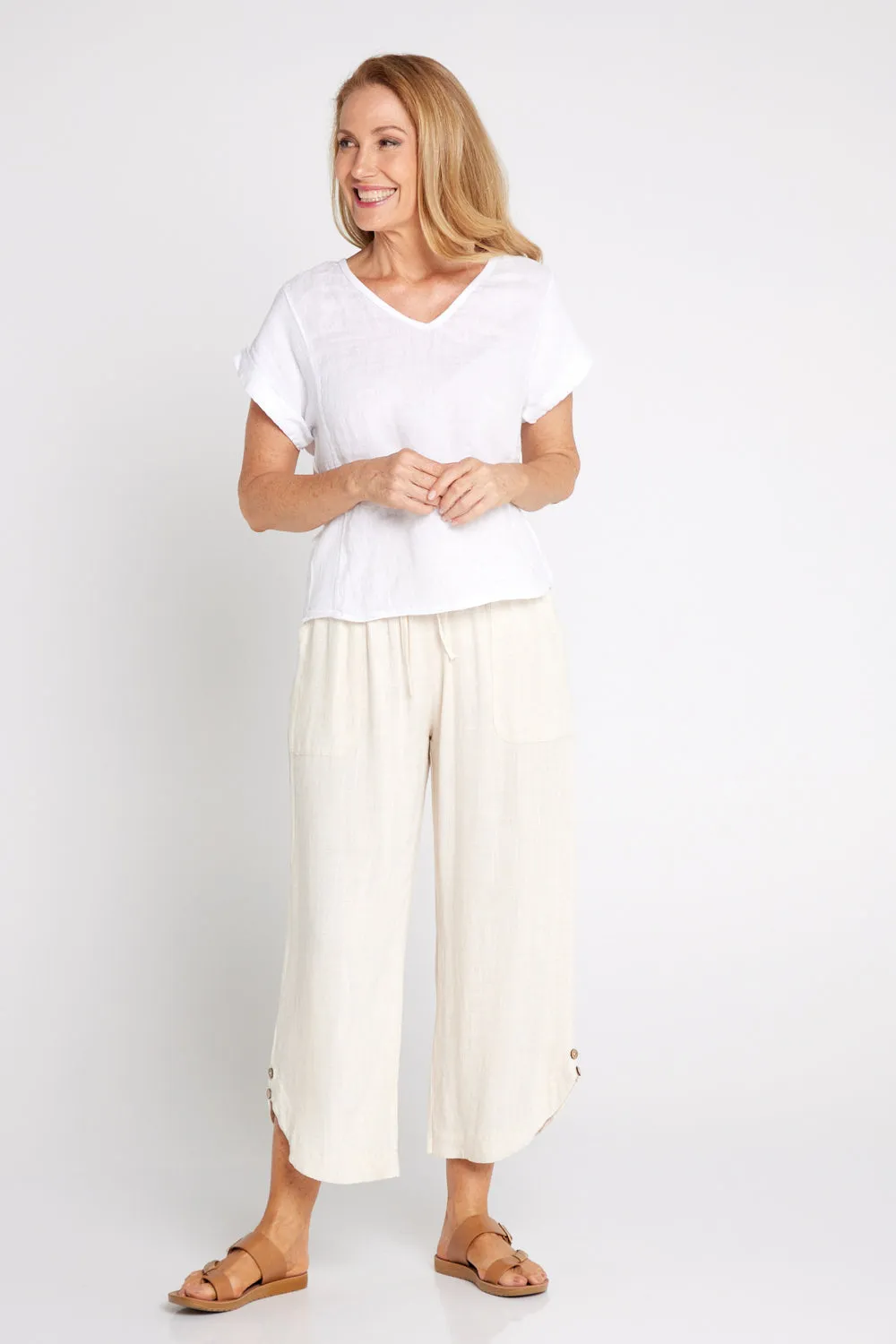 Felicity Linen Pants - Beige