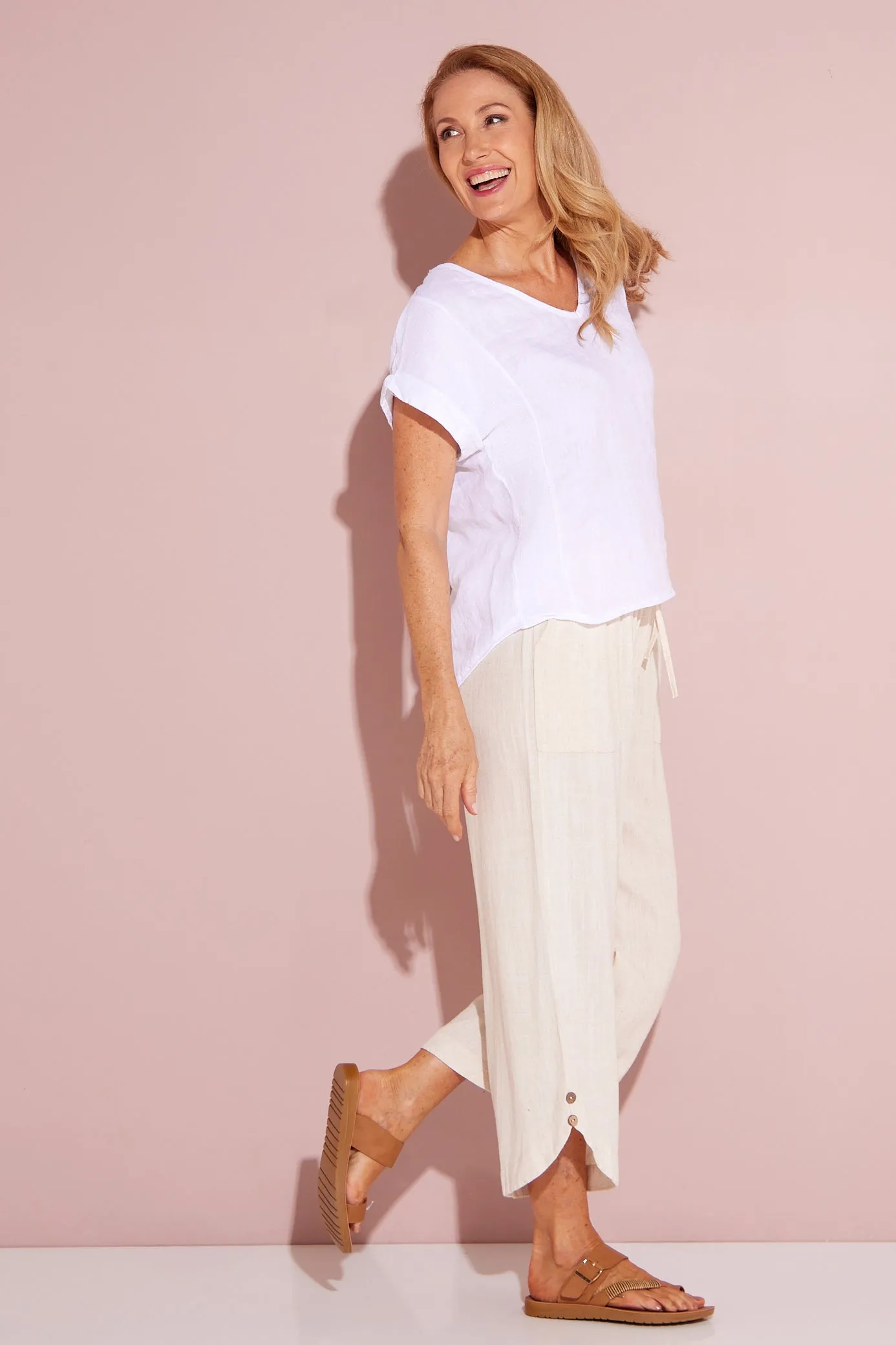 Felicity Linen Pants - Beige