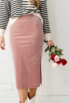 FINAL SALE - Lovely Muse Velvet Metallic Stripe Midi Skirt - DU DEAL