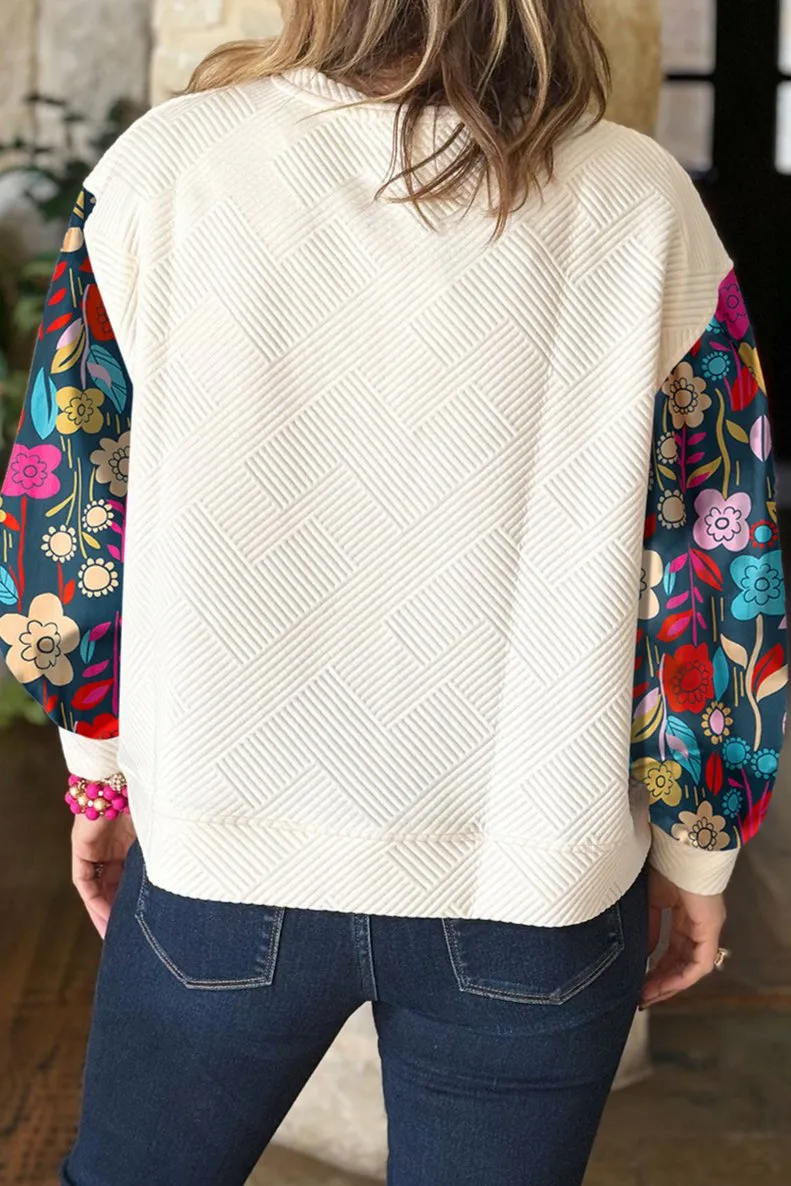 Floral Colorblock Long Sleeve Top Plus Size