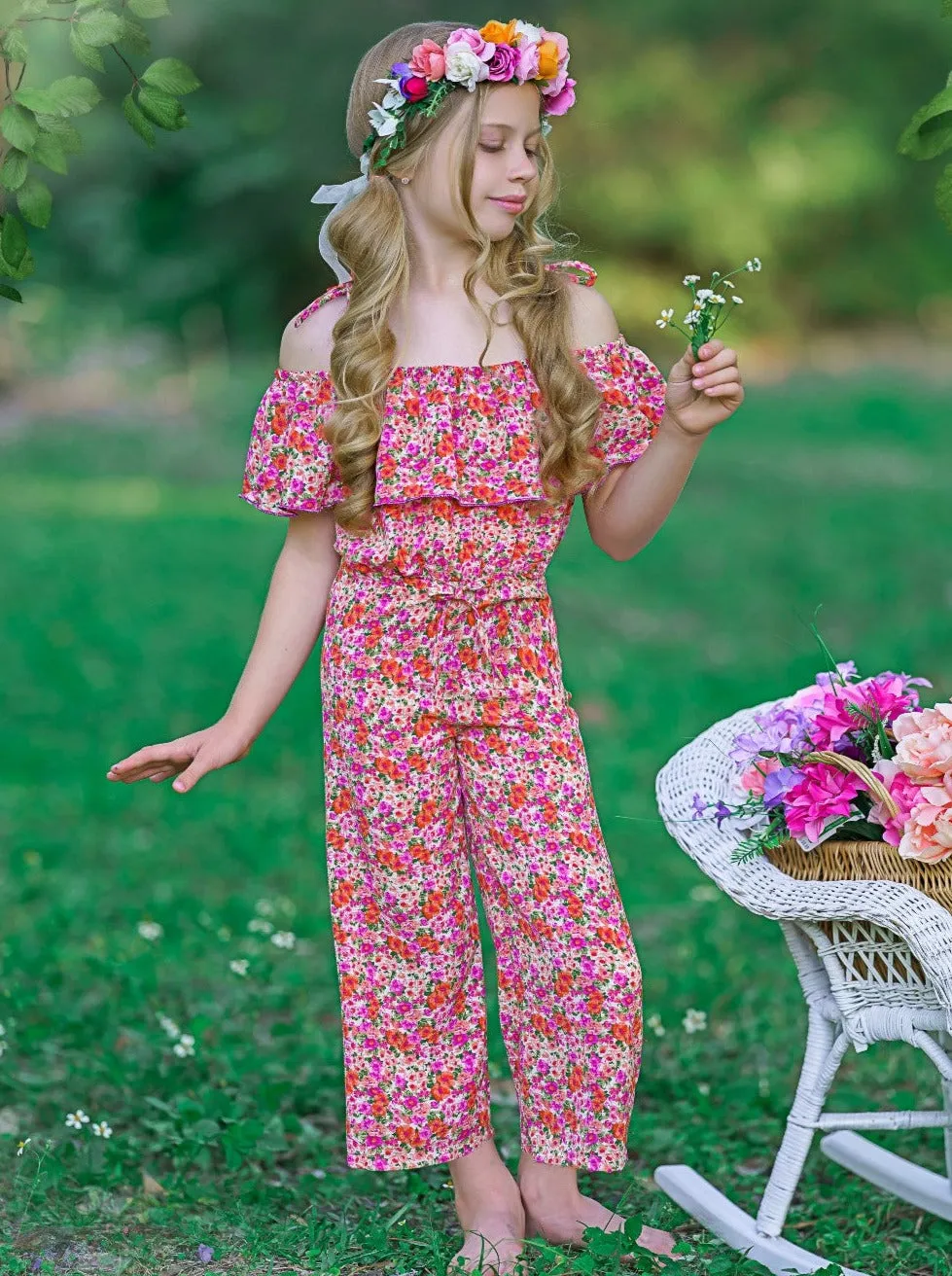 Flower Goddess Cold Shoulder Jumpsuit