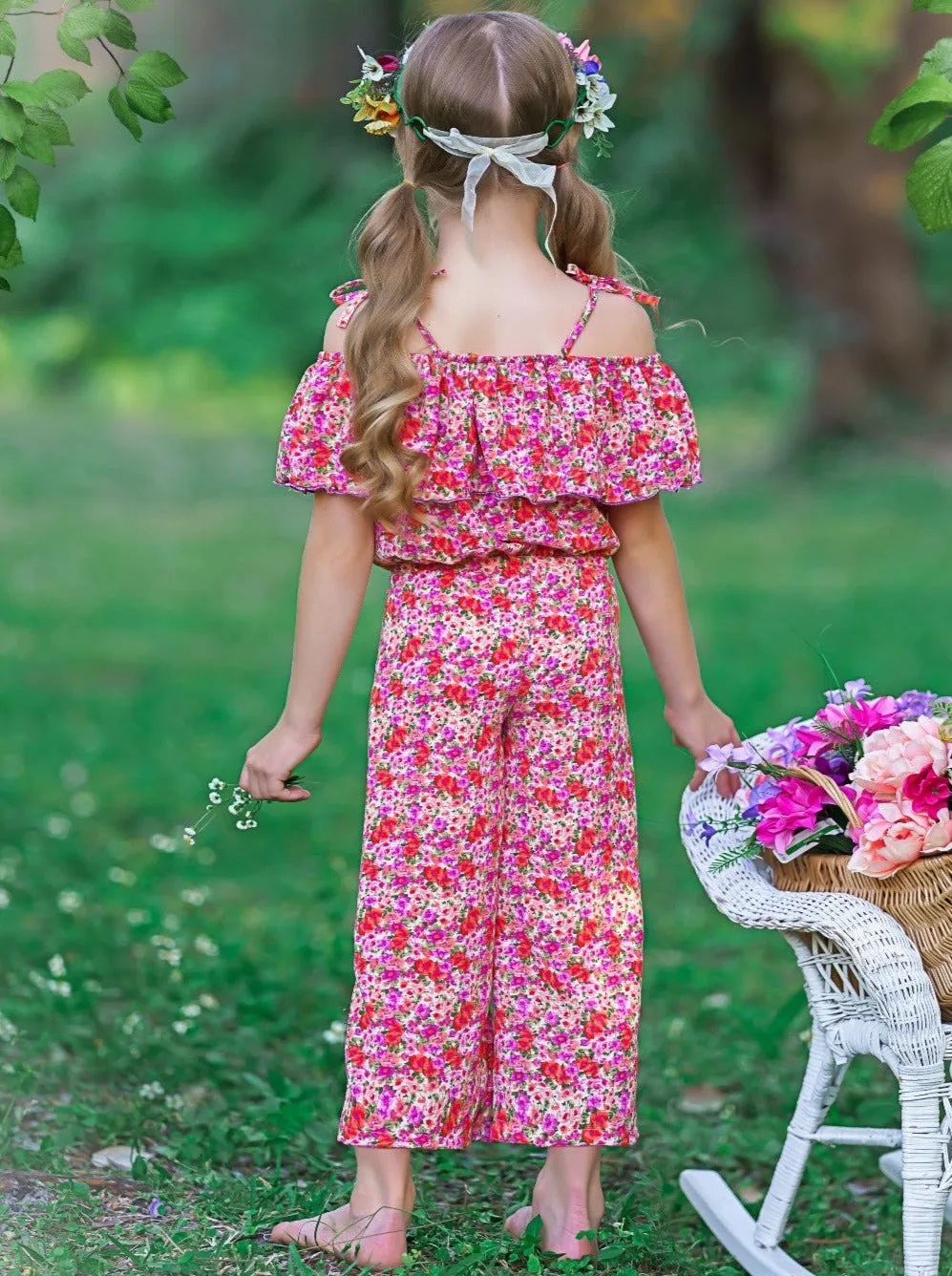 Flower Goddess Cold Shoulder Jumpsuit