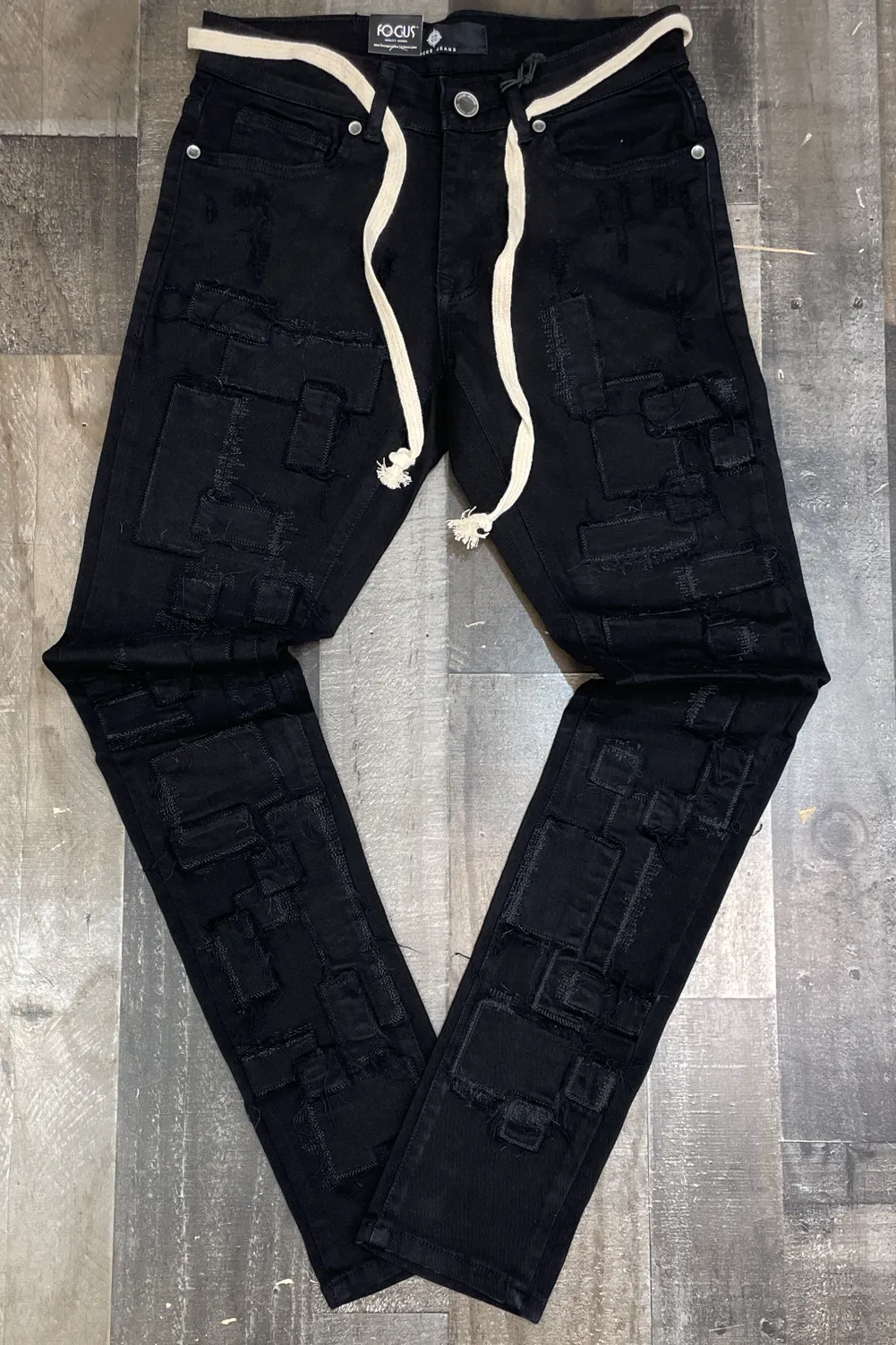 Focus - multi patch denim jeans (jet black)