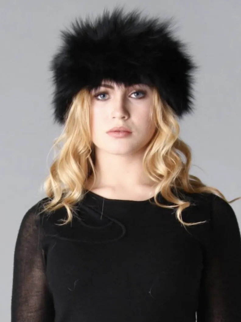 Fox Furry Headband in Black