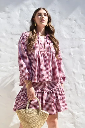 Freya Red Gingham Skirt Midi