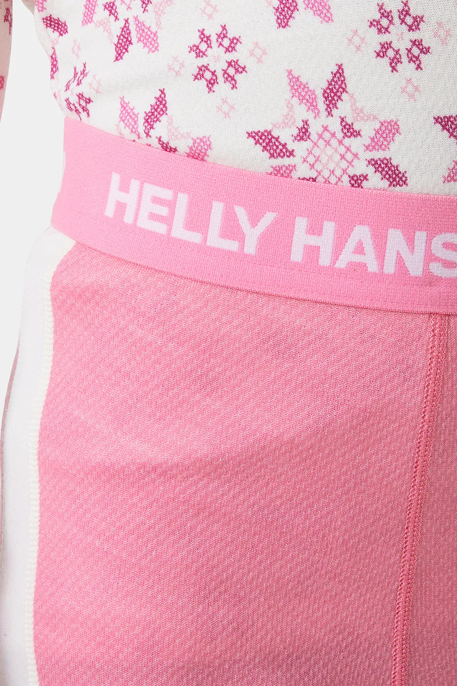 Girls Baselayer Helly Hansen Jr Lifa Merino Sugar Pink Snowflake