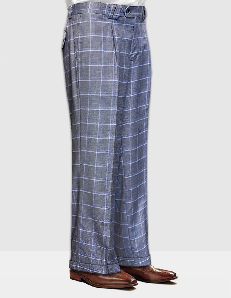 GREY PLAID WIDE LEG DRESS PANTS