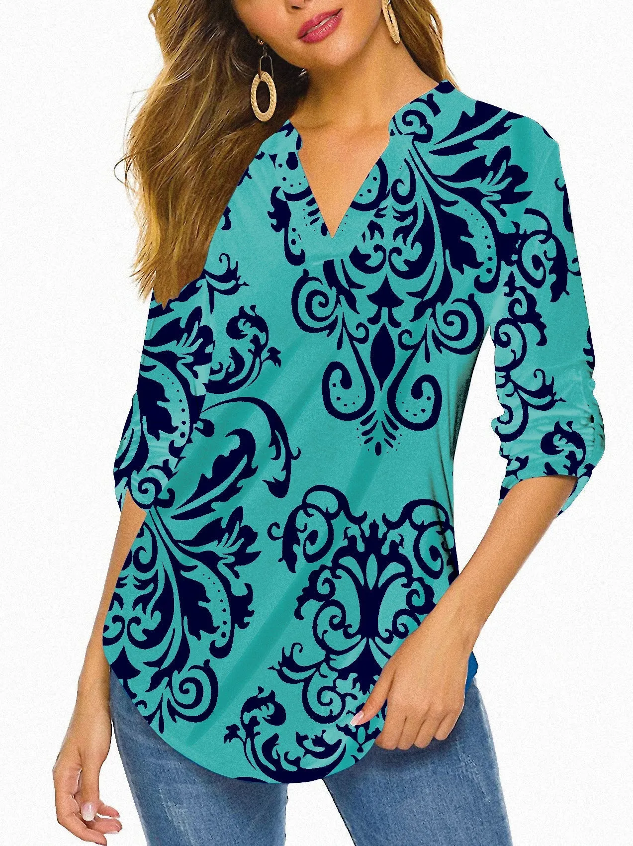 Haute Edition Women's 3/4 Sleeve Tunic Tops S-3X. Plus size available.