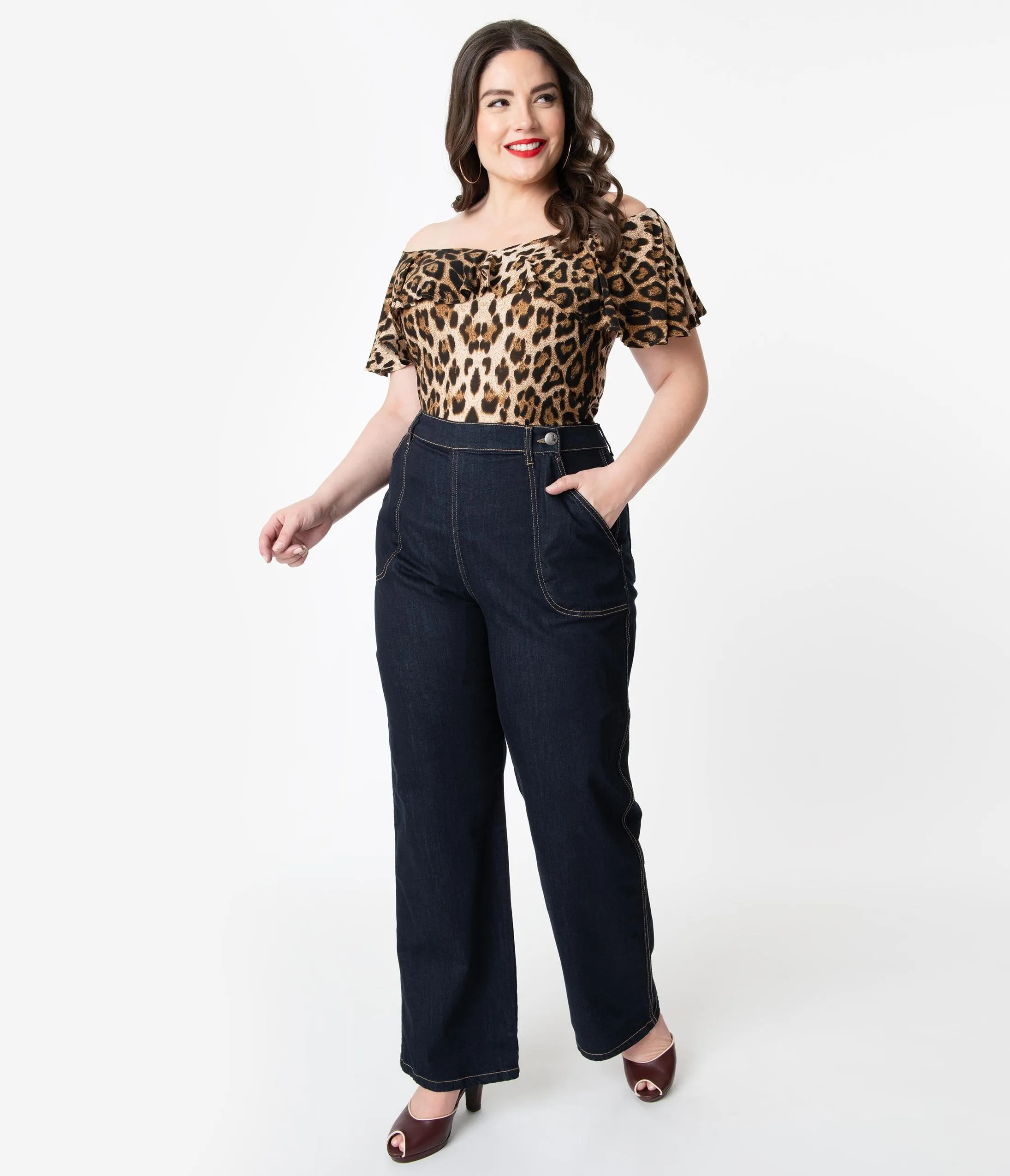 Hell Bunny Plus Size Dark Denim Blue Weston Jeans