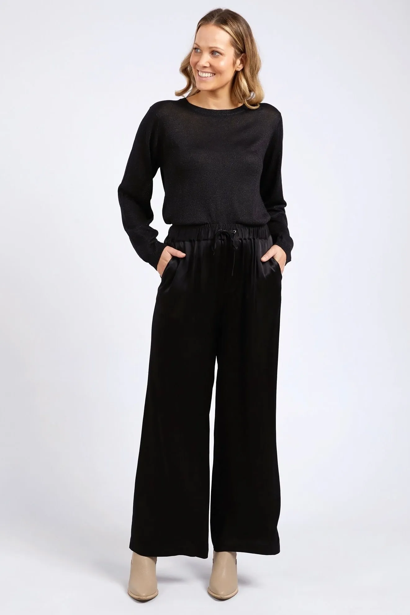 Huntleigh Black Satin Pant