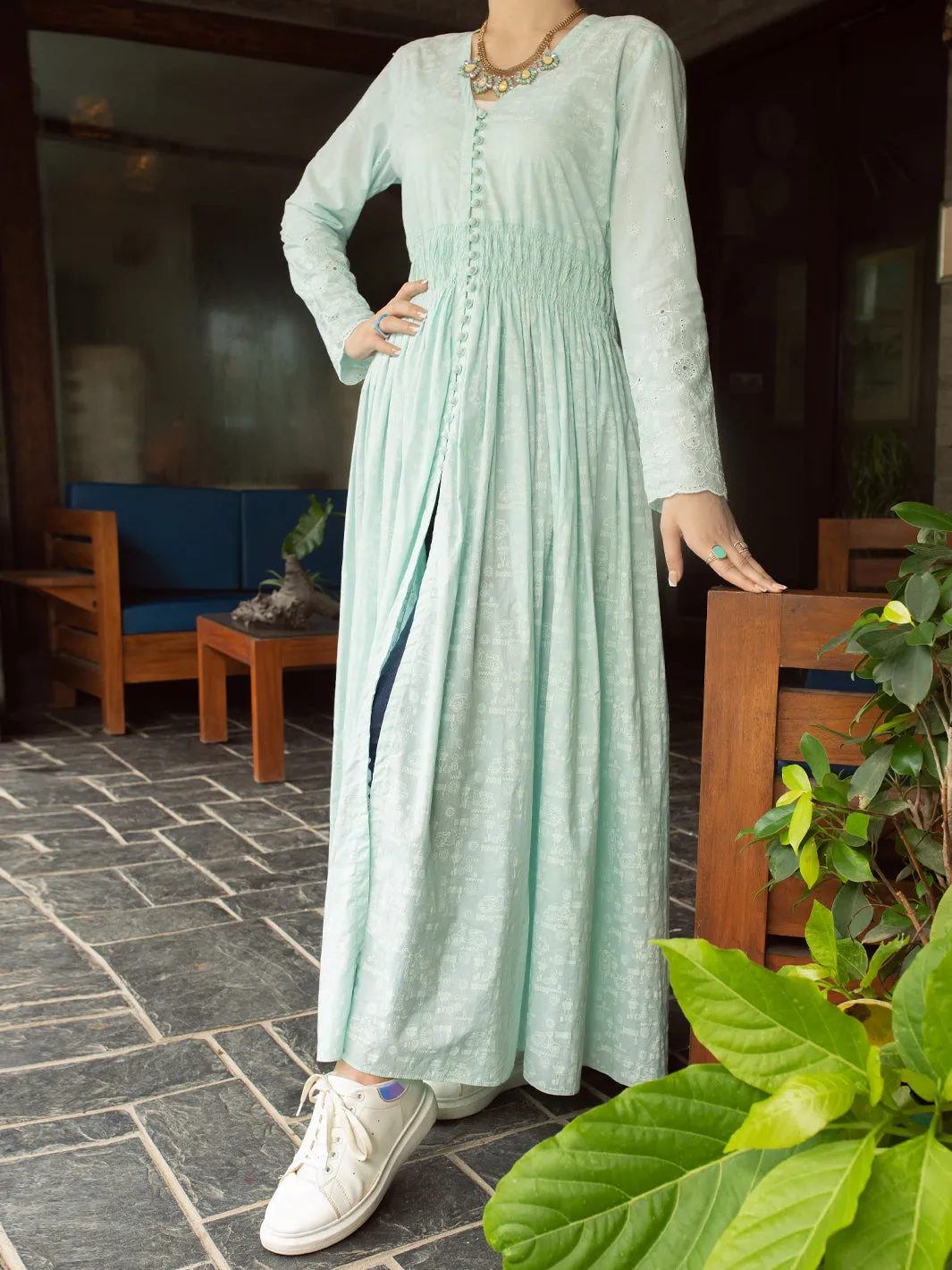 Ice Blue Lawn Tunic - AL-LK-840