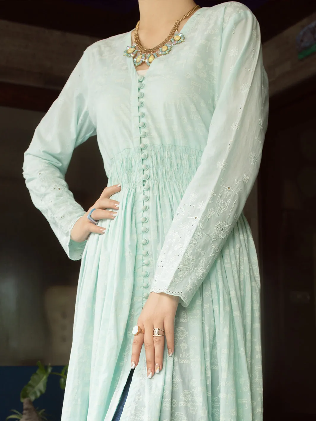 Ice Blue Lawn Tunic - AL-LK-840