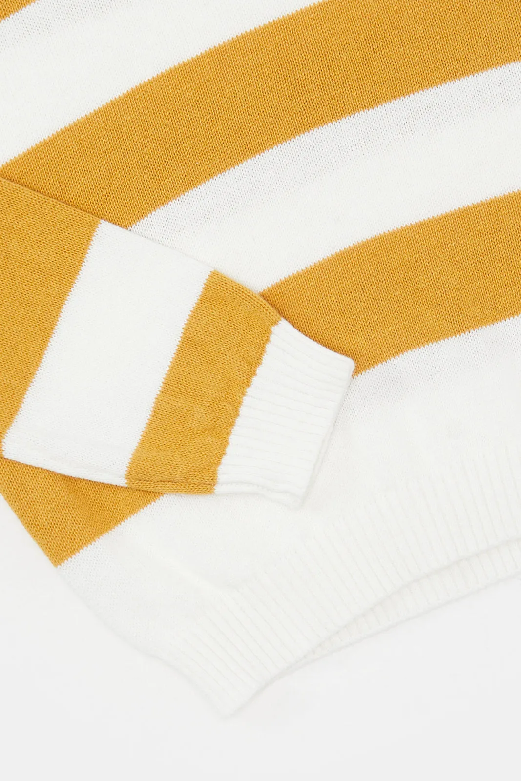 Infant Boys White And Mustard Pullover