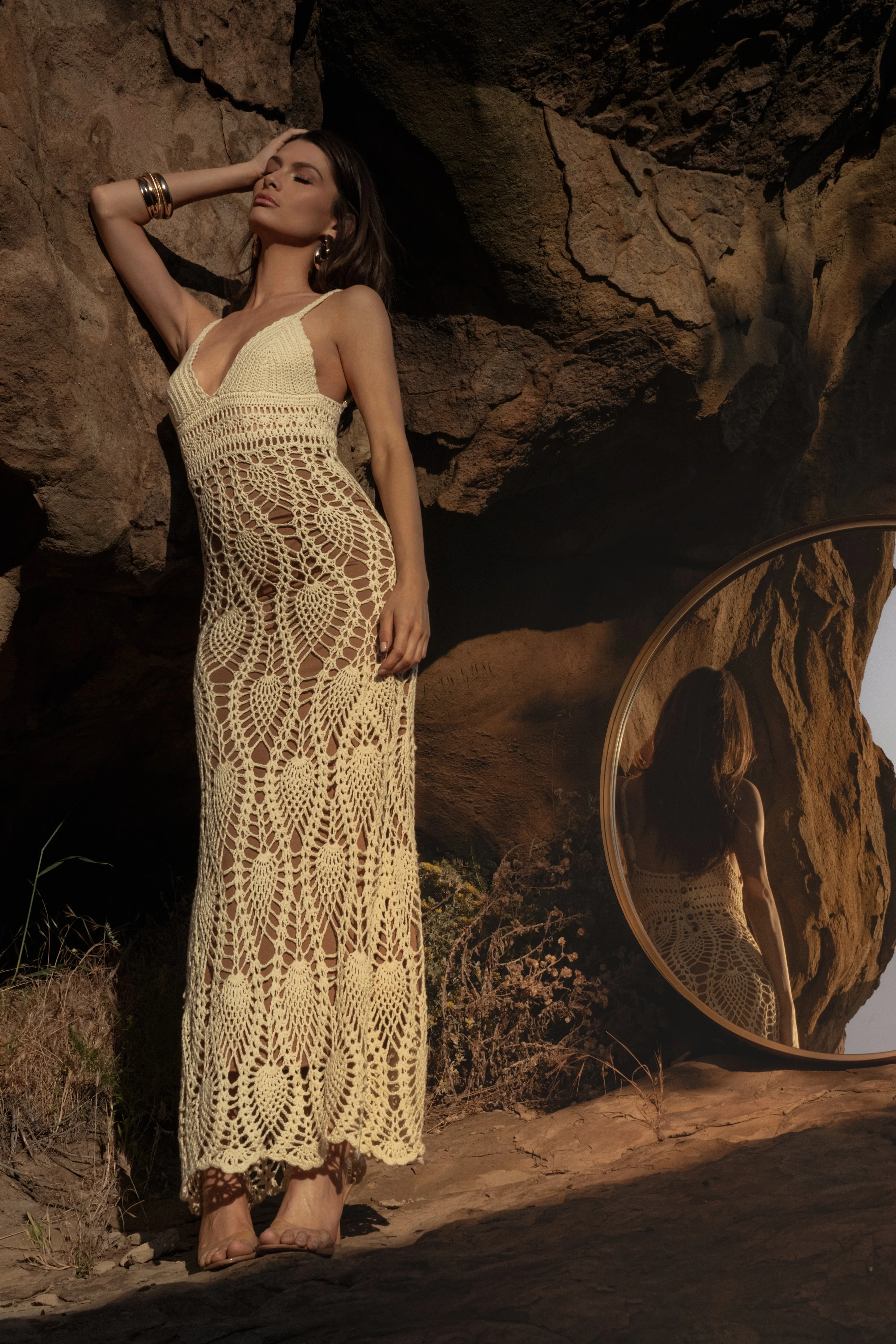 Ivory Great Escape Crochet Maxi Dress