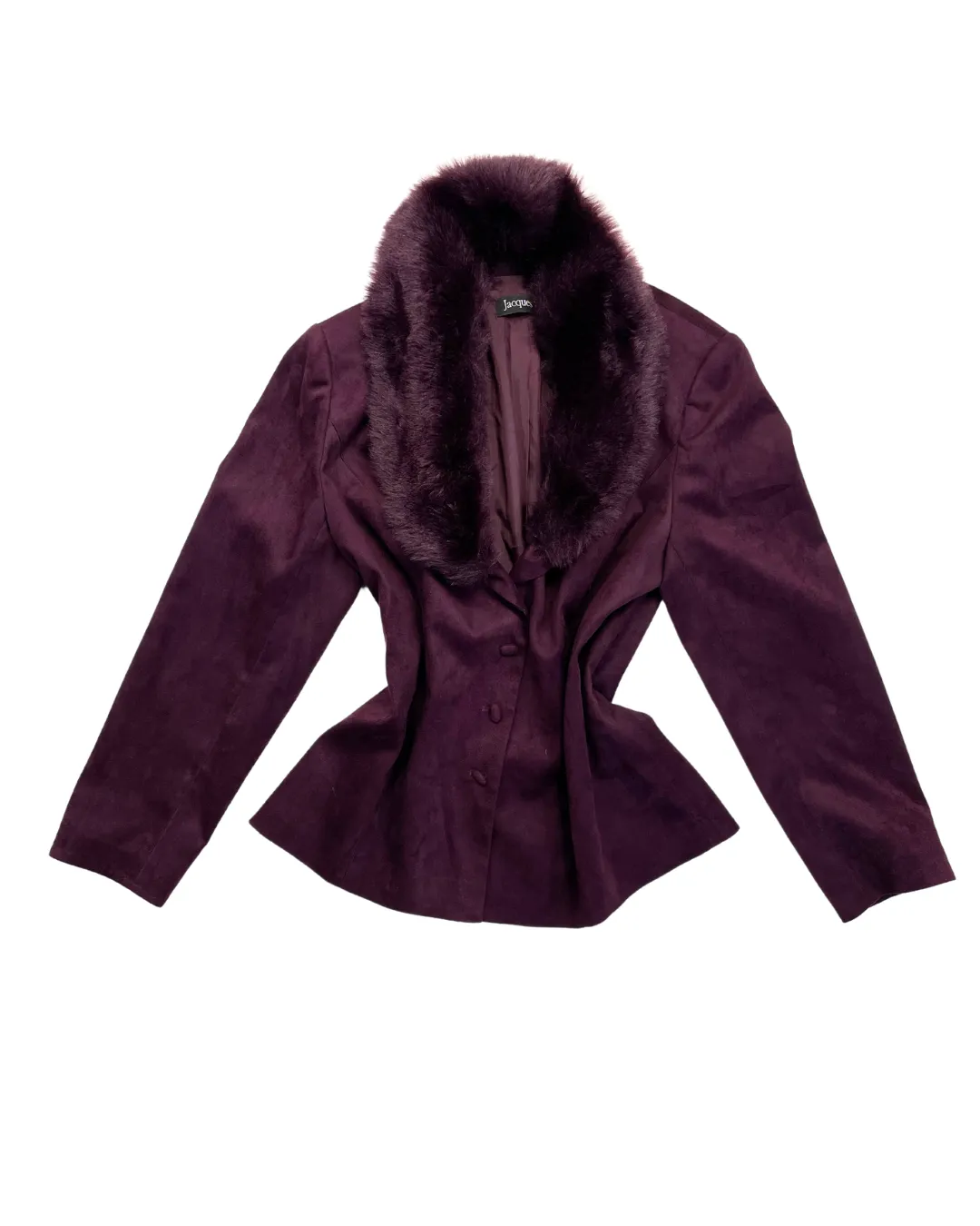 Jacques Vert Burgundy Faux Fur Collar Jacket