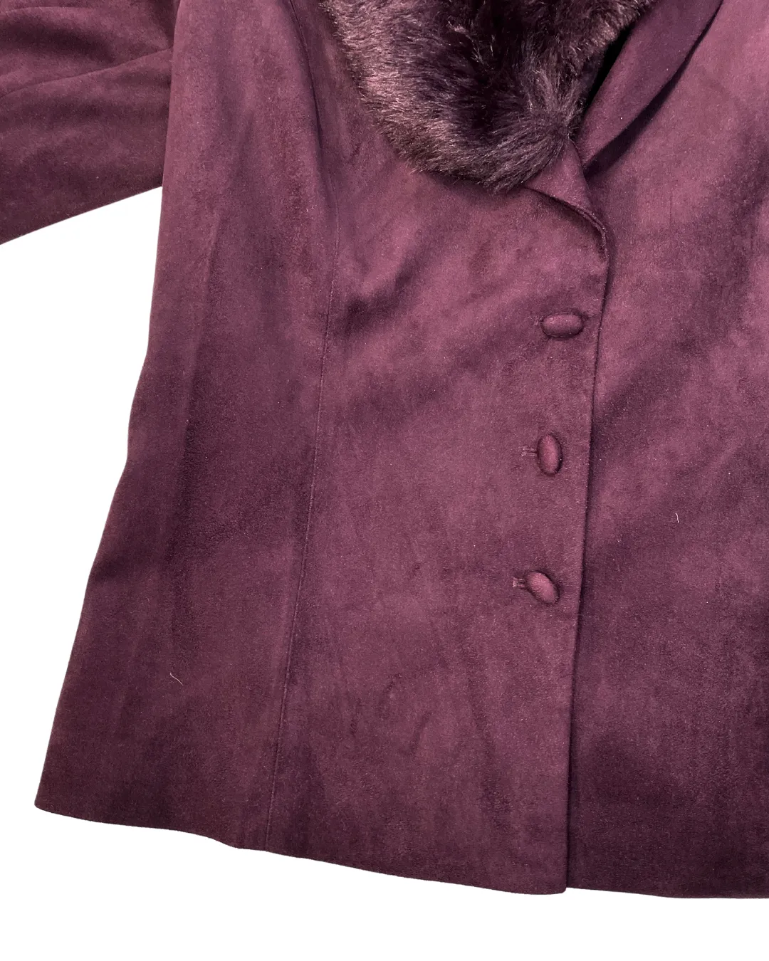 Jacques Vert Burgundy Faux Fur Collar Jacket