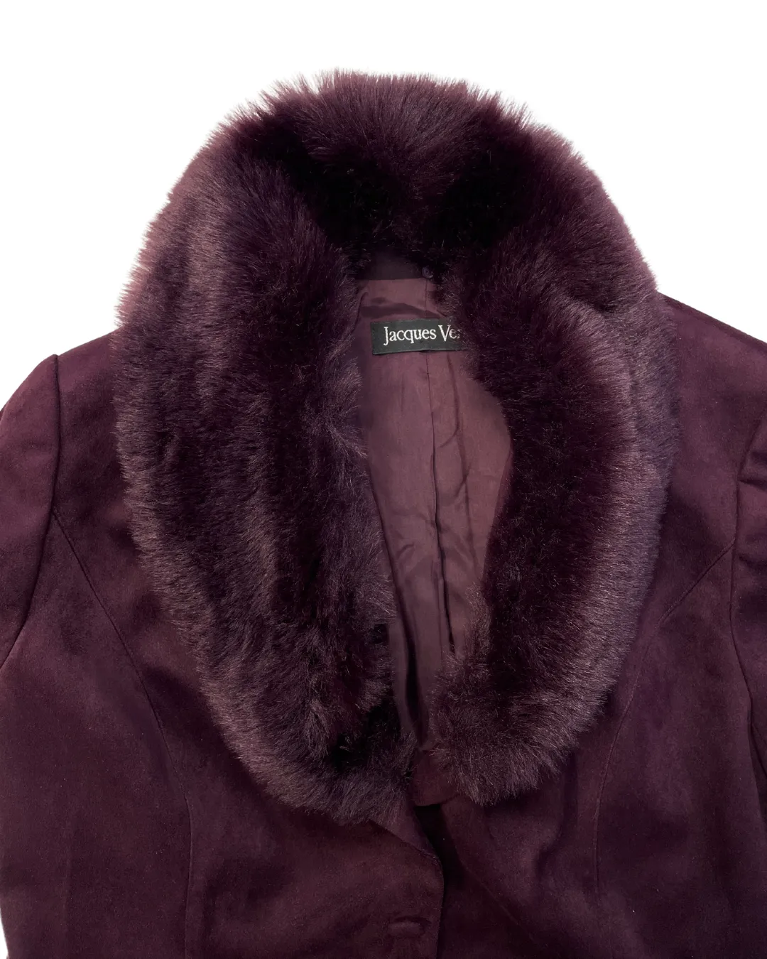 Jacques Vert Burgundy Faux Fur Collar Jacket