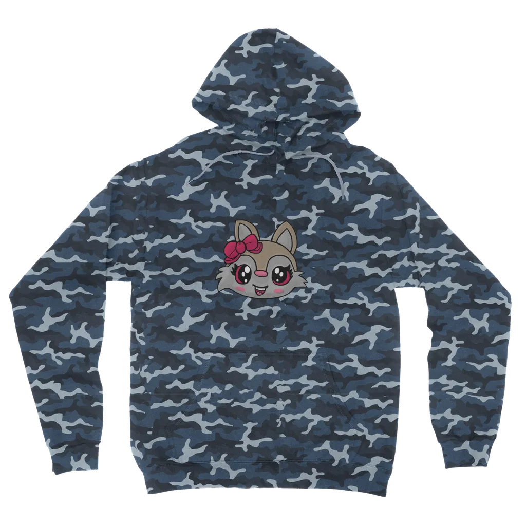 Kitty Face Camouflage Adult Hoodie