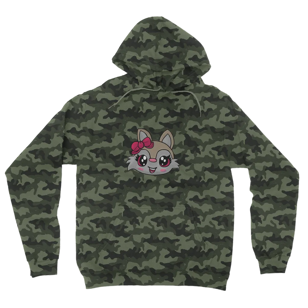 Kitty Face Camouflage Adult Hoodie