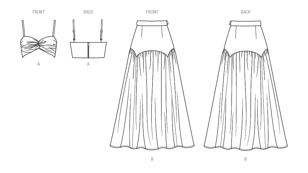 Know Me Pattern Me2073 Misses' Crop Top and Skirt