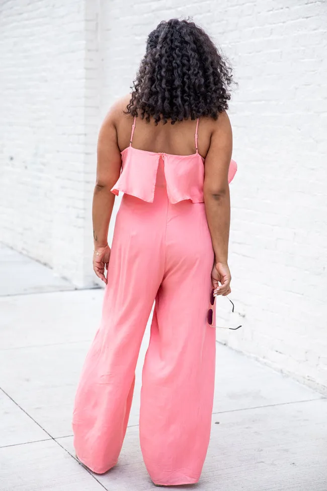 Know No Limits Coral Halter Jumpsuit FINAL SALE