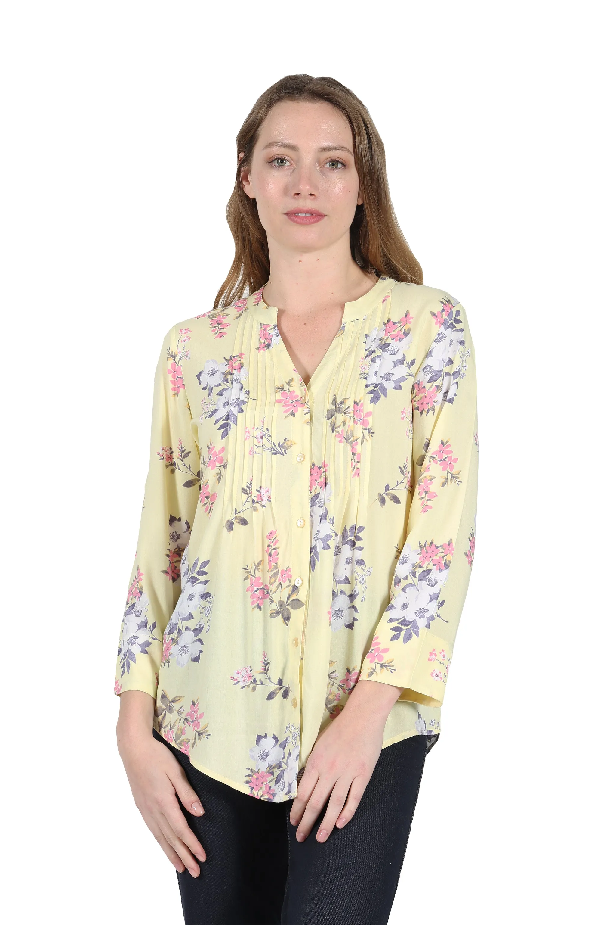 La Cera Pleat Front Rayon Tunic