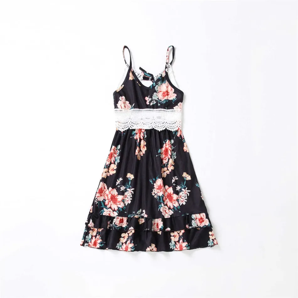 Lace Black Floral Matching Family Dress Maxi Dress for Mommy and Me Matching Outfits