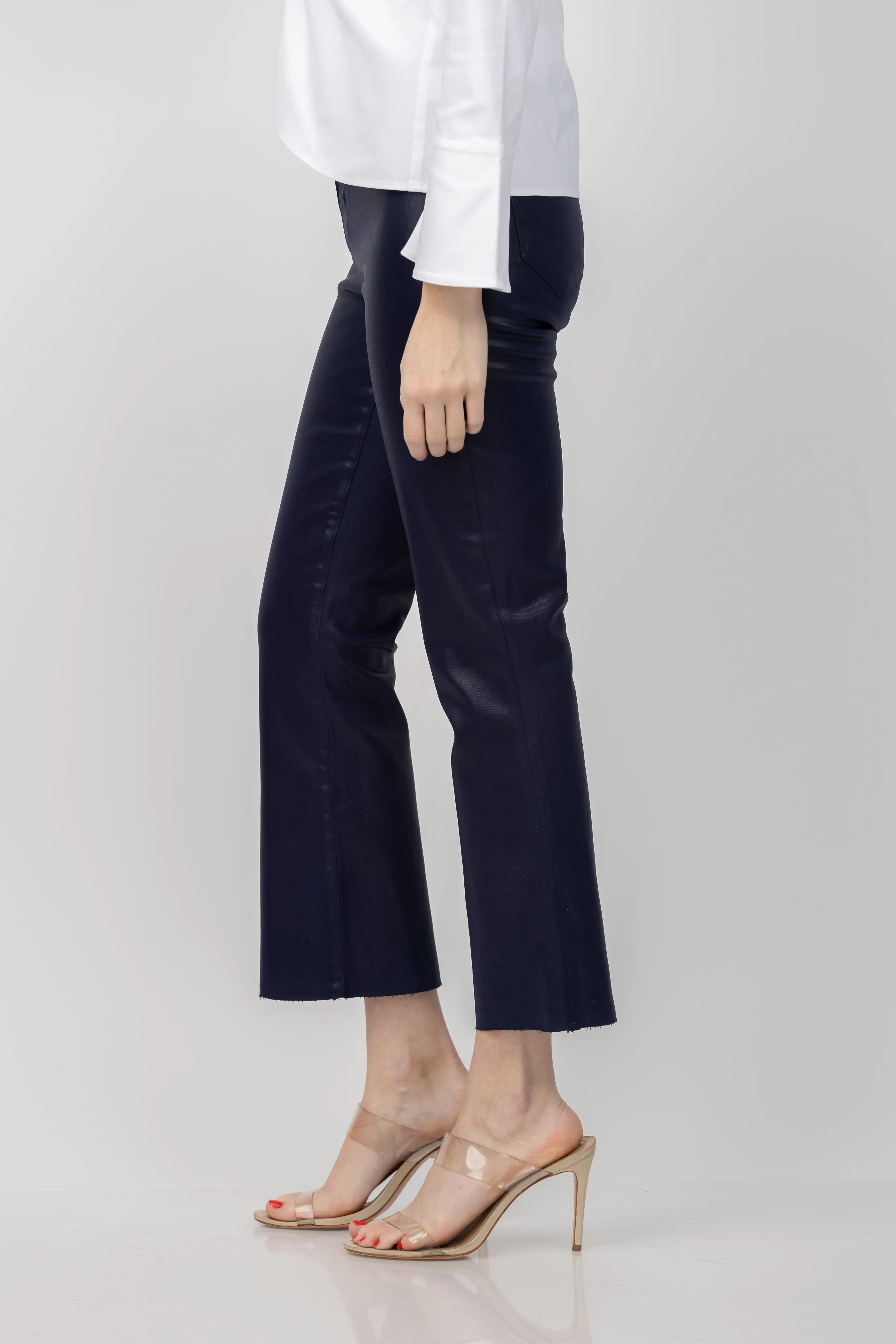 L'AGENCE Kendra Hugh Rise Crop Flare in Midnight Coated