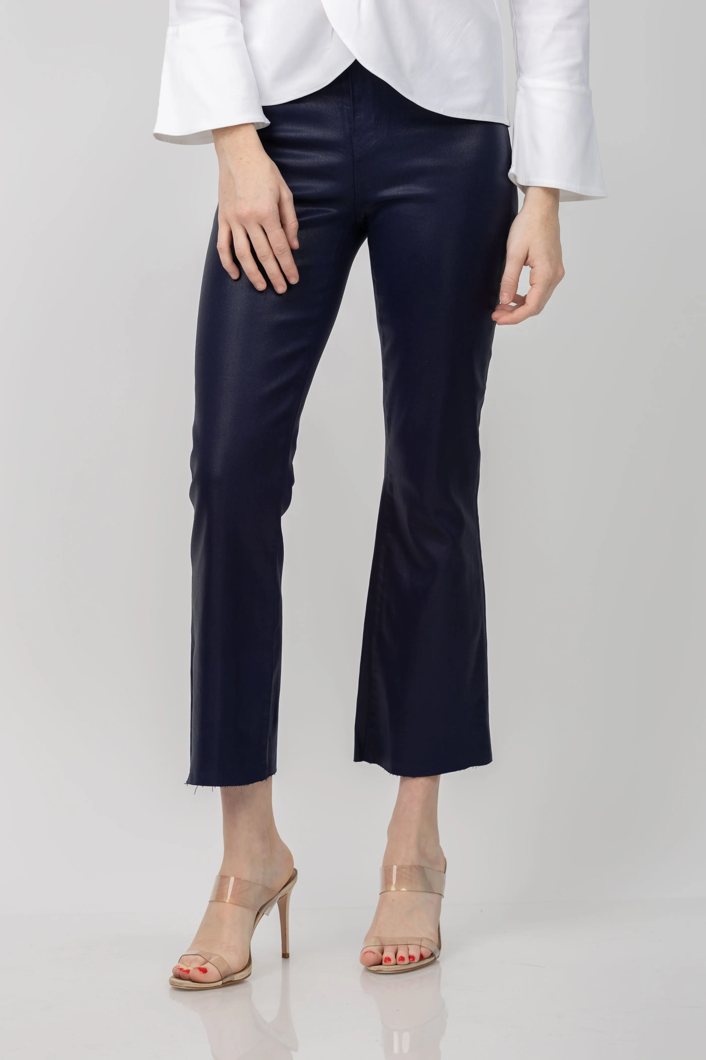 L'AGENCE Kendra Hugh Rise Crop Flare in Midnight Coated