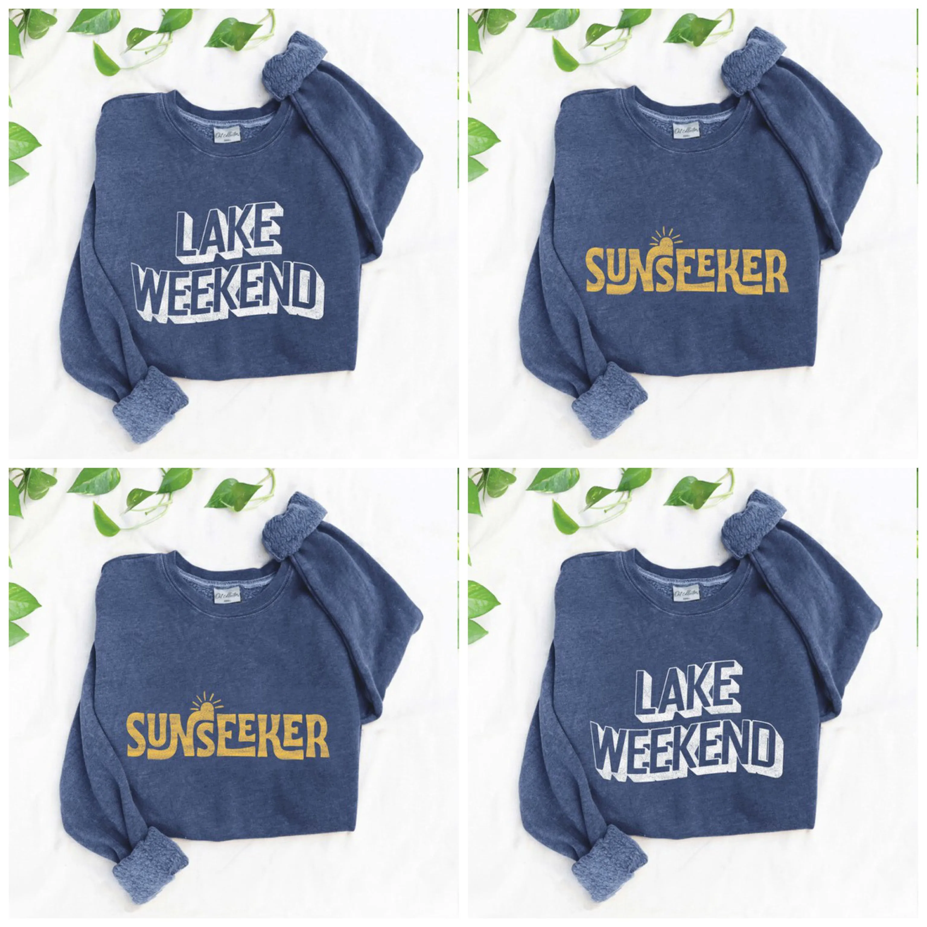 LAKE WEEKEND Mineral Washed Graphic Sweatshirt