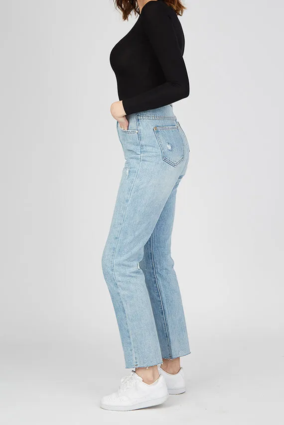 Lined Rip Mom Jeans Straight Leg