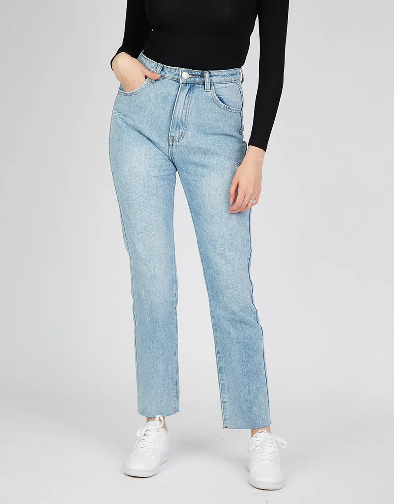 Lined Rip Mom Jeans Straight Leg