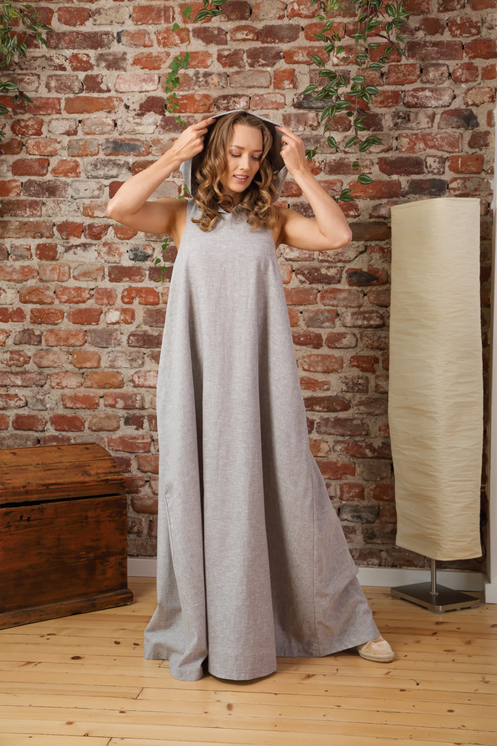 Linen Maxi Hooded Dress