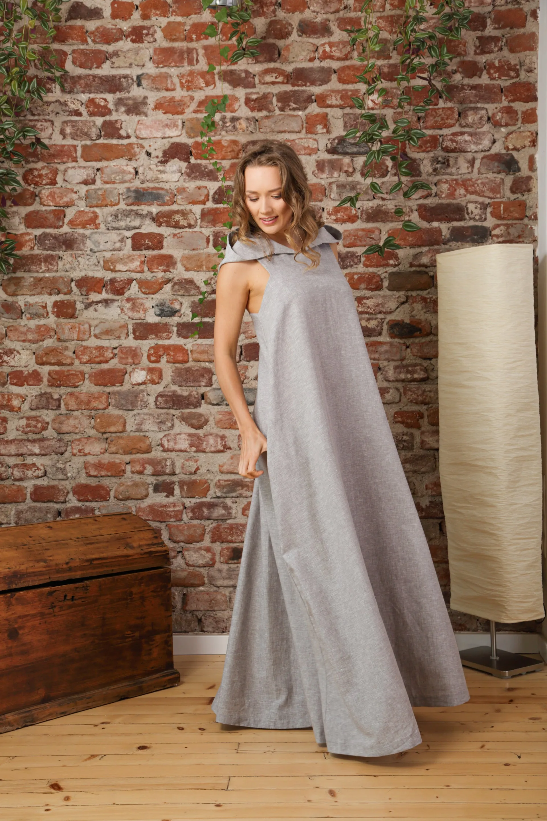 Linen Maxi Hooded Dress