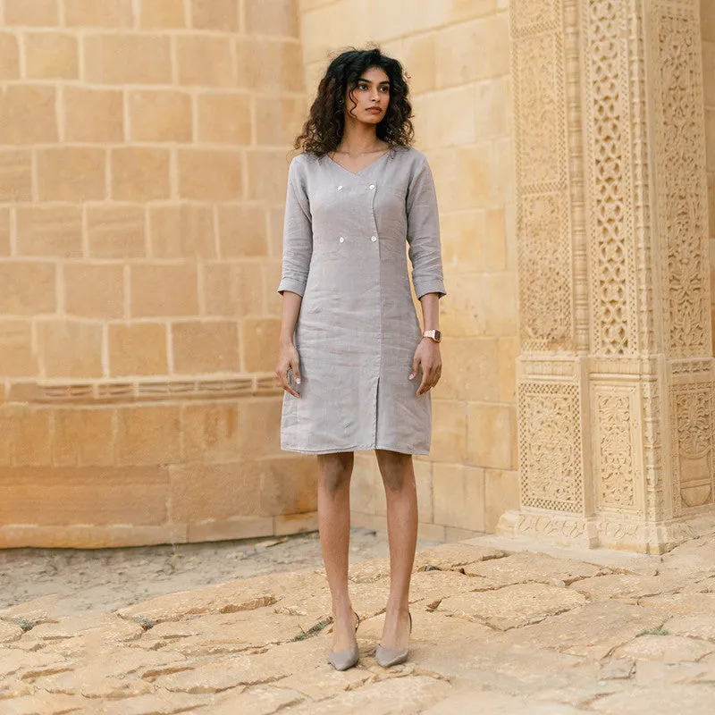 Linen Midi Dress for Women | Beige