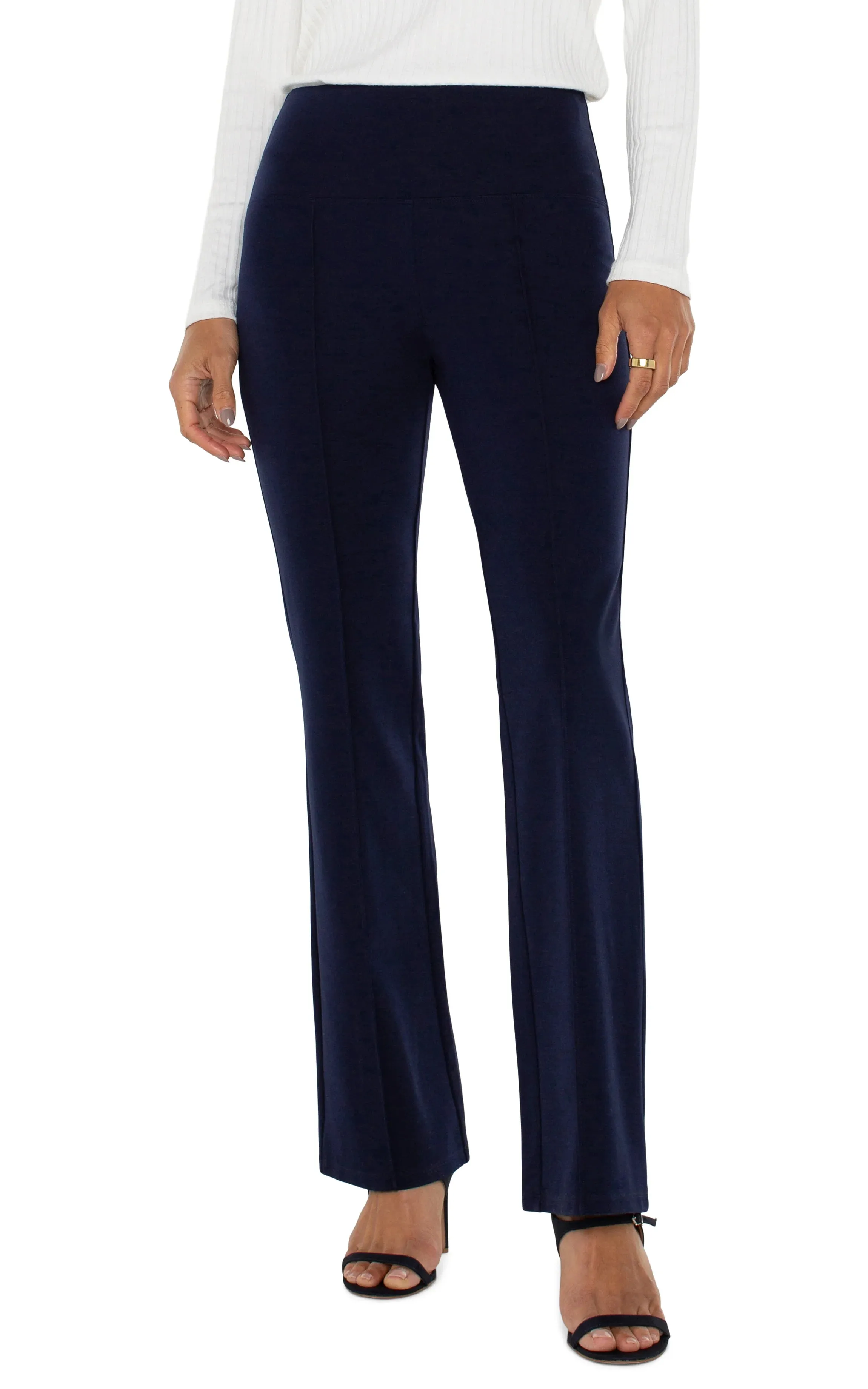 Liverpool Pearl Ankle Flare Pant with Pintucks Cadet Blue