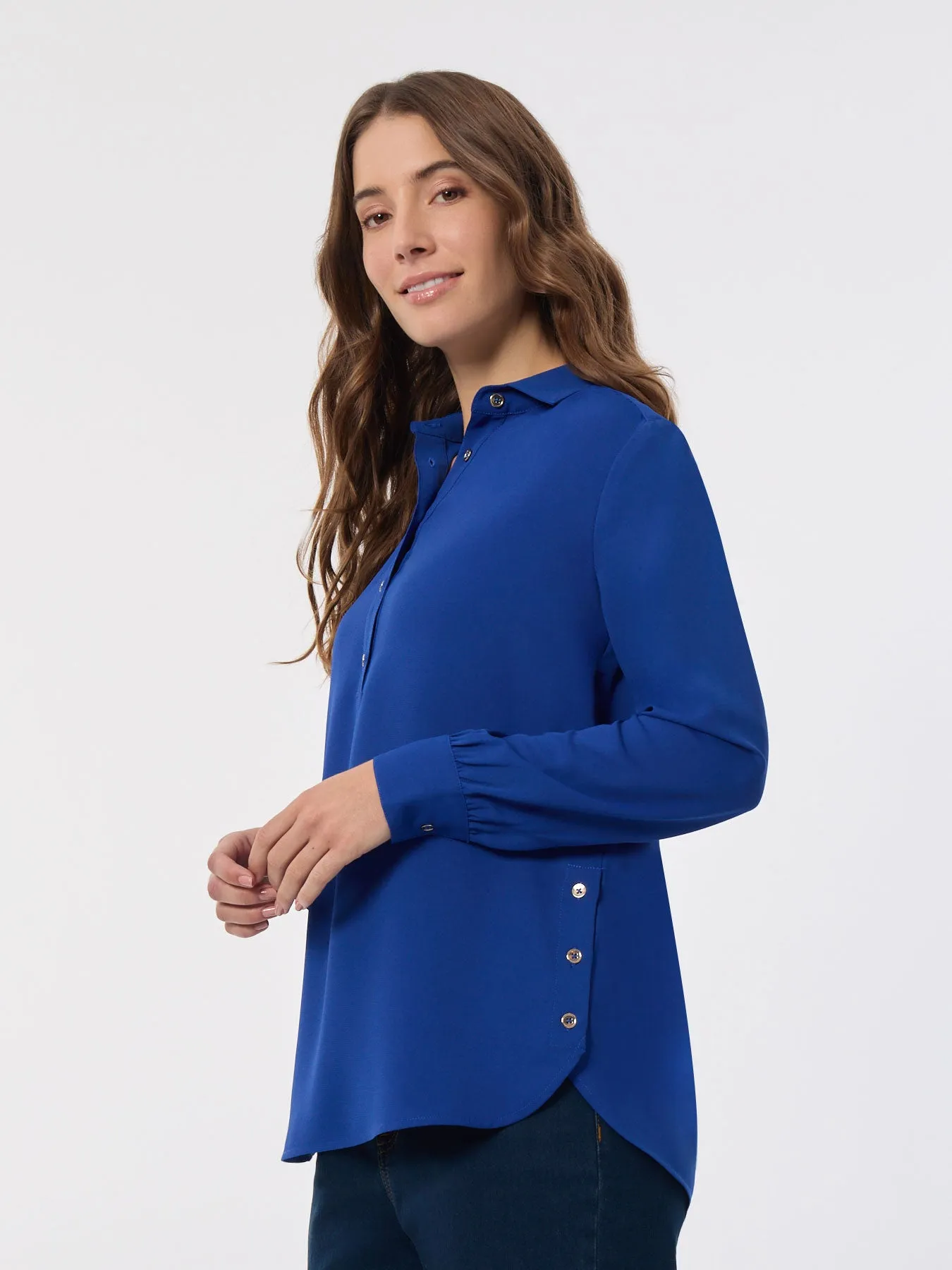 Long Sleeve Popover Tunic, Jasper Crepe