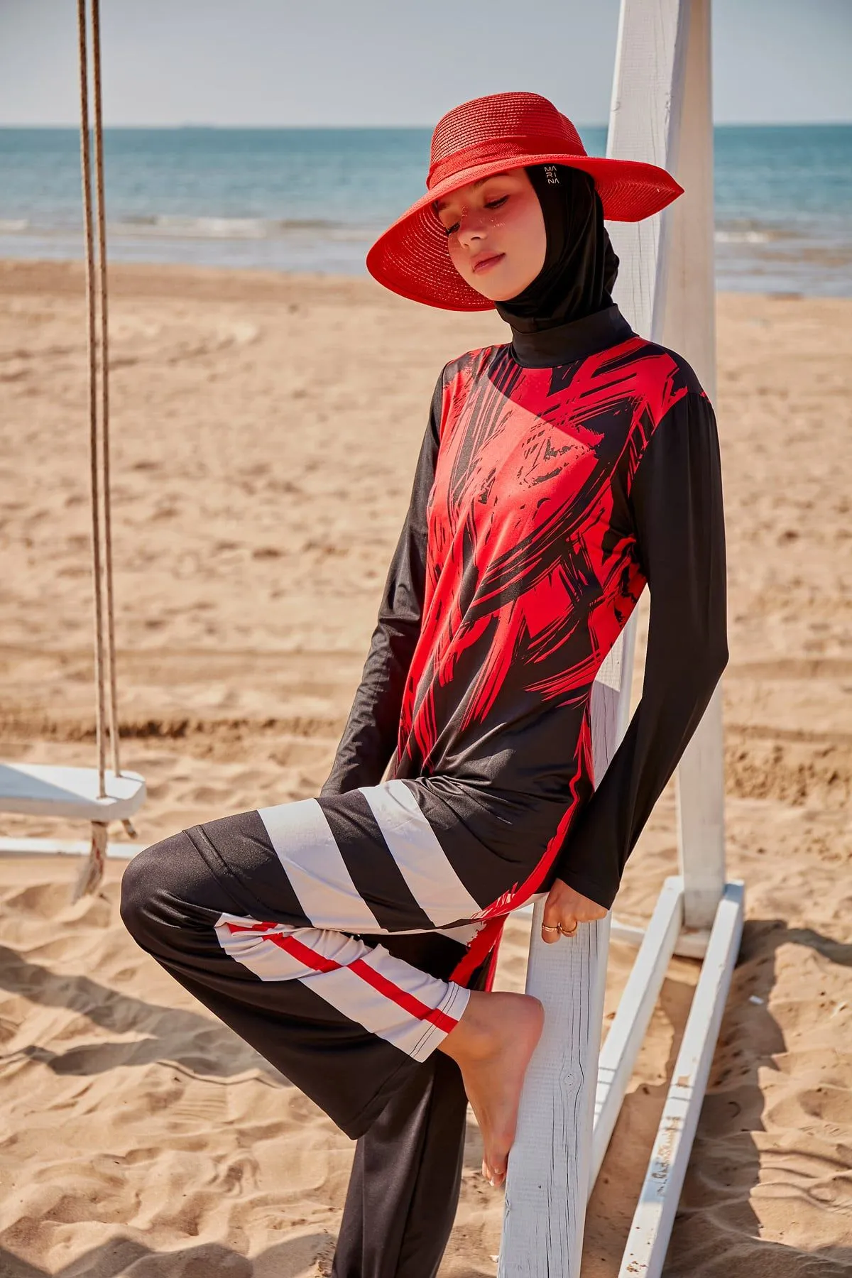 Lycra Black Burkini Modest Swimwear M2303