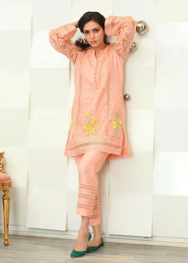 Maheen Trends - Salmon Carnation - Pink - 2 Piece - Silk & Organza