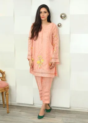 Maheen Trends - Salmon Carnation - Pink - 2 Piece - Silk & Organza