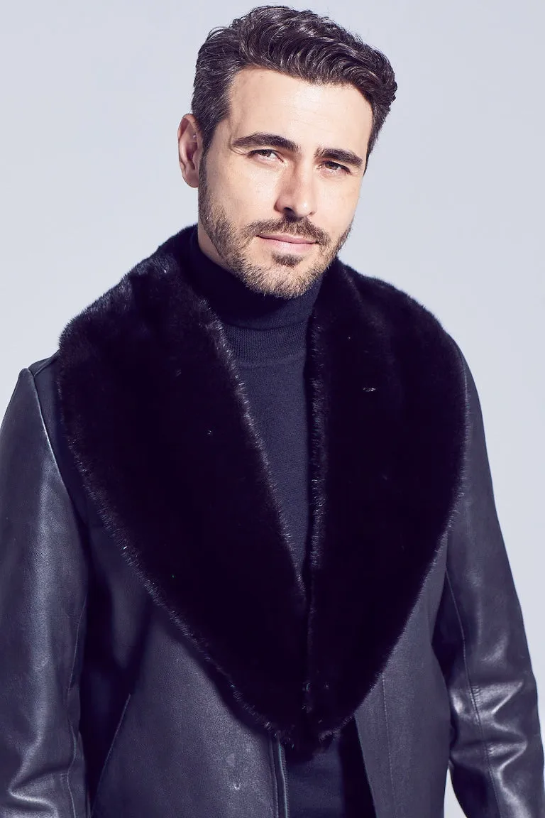 Men's Ranch Mink Fur Shawl Collar