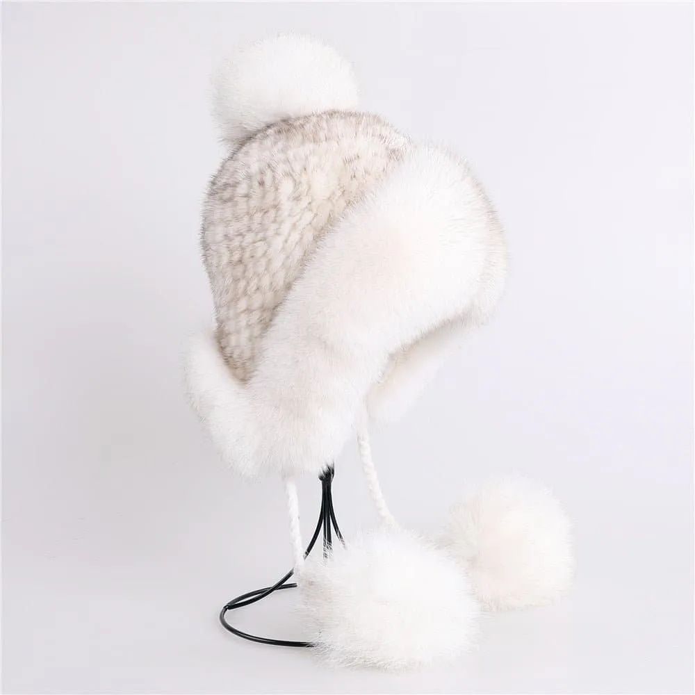 Mink Fur Bomber Cap