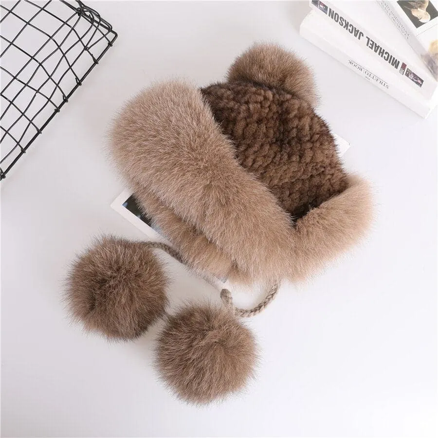 Mink Fur Bomber Cap