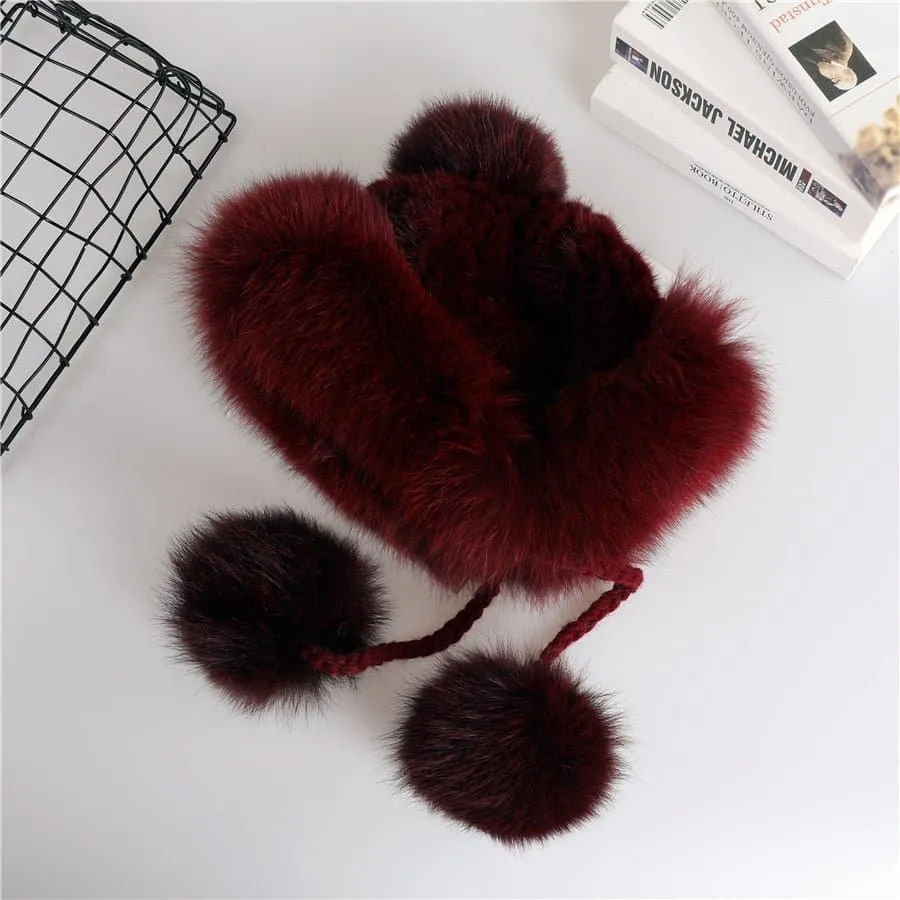 Mink Fur Bomber Cap