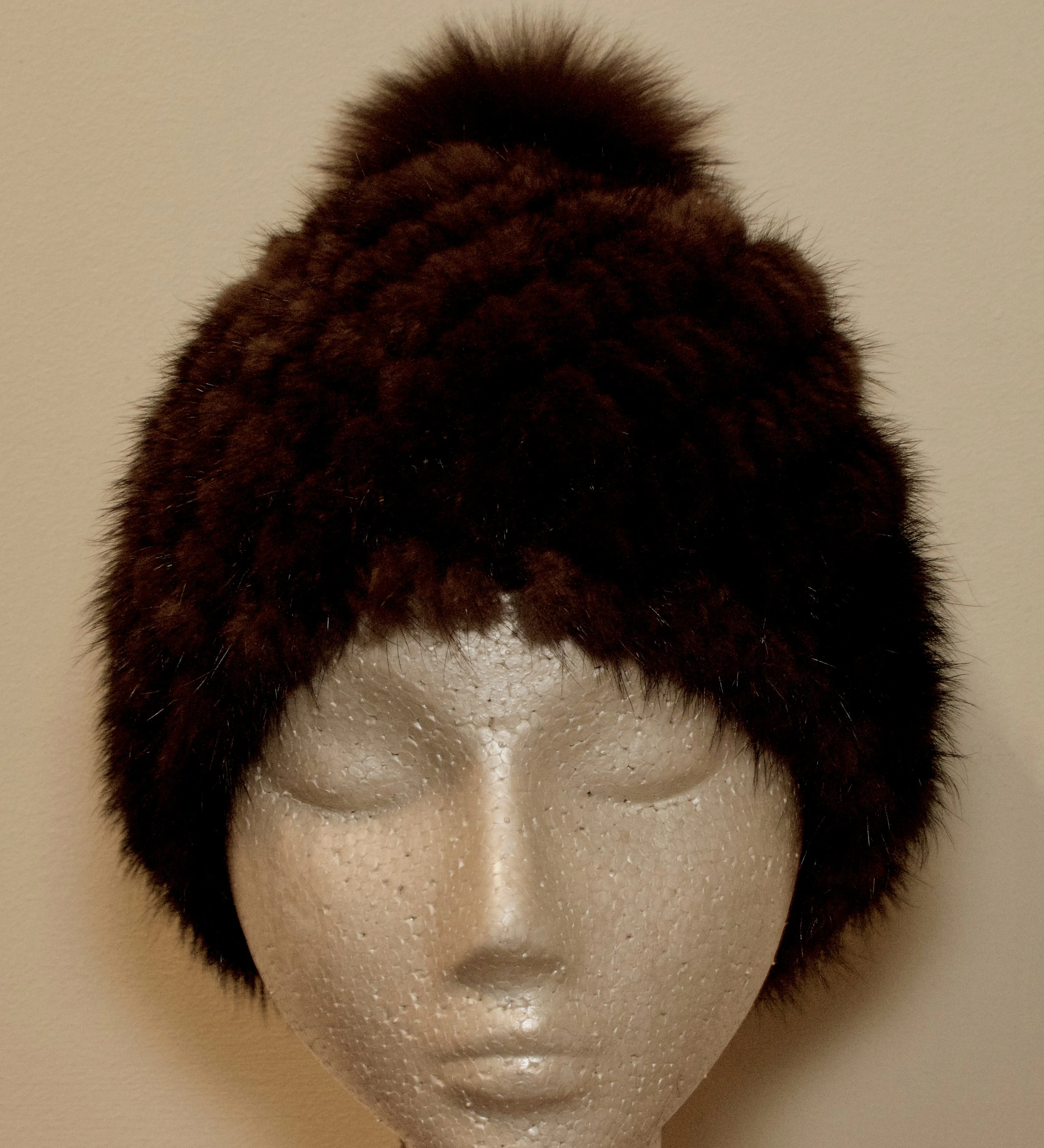 Mink Fur Hat & Fox Fur Pom Pom