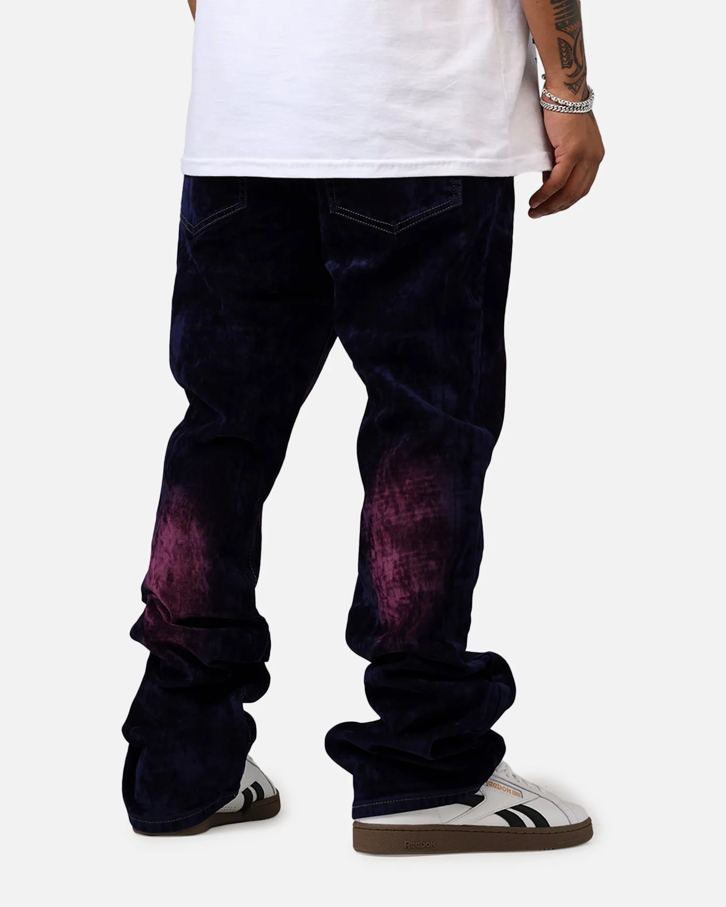 MNML B577 Suede Flare Denim Jeans Purple