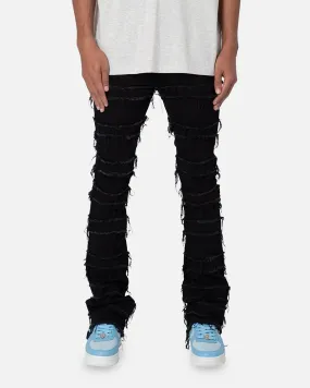 MNML X597 Distressed Skinny Flare Denim Jeans Black