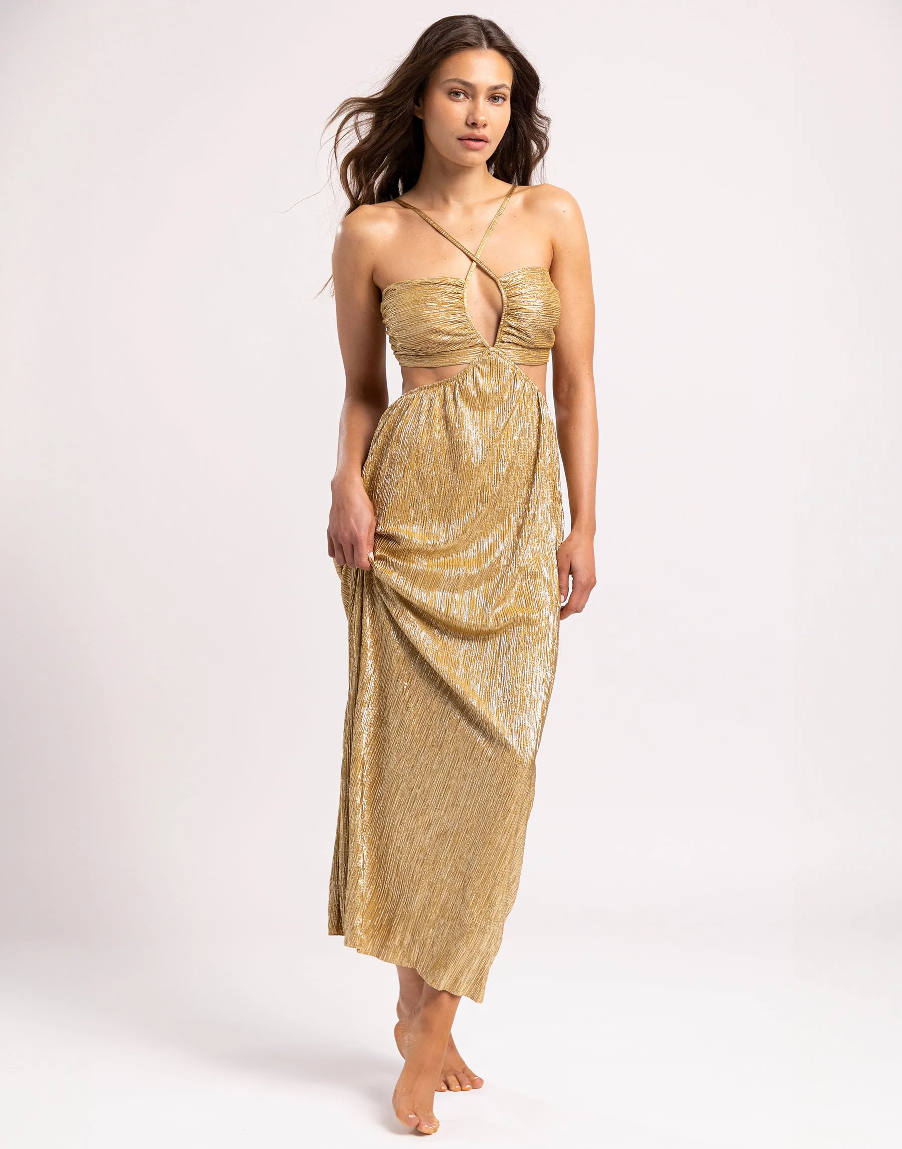 Naomi Maxi Dress by Summer Haus - Metallic Gold