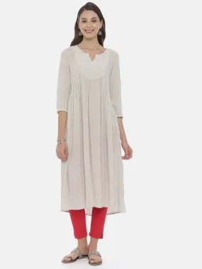 Neeru's Cream Color Rayon Fabric Tunic